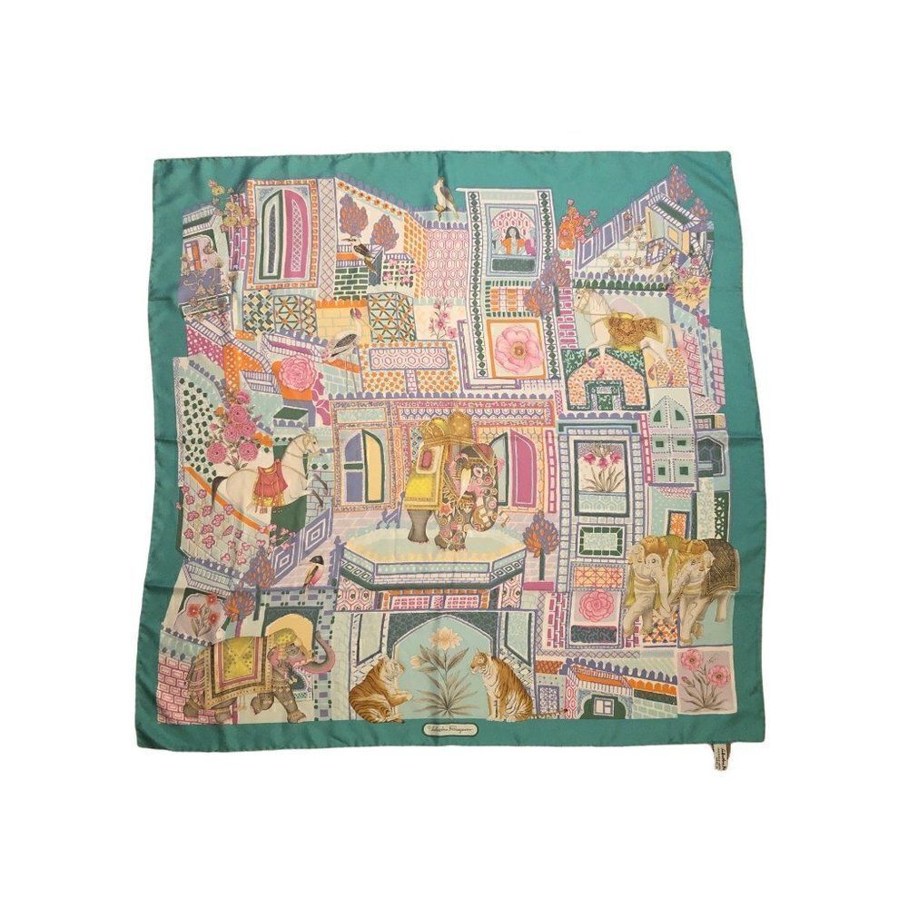 Salvatore Ferragamo silk scarf 34.5” x 34.5” INDIA